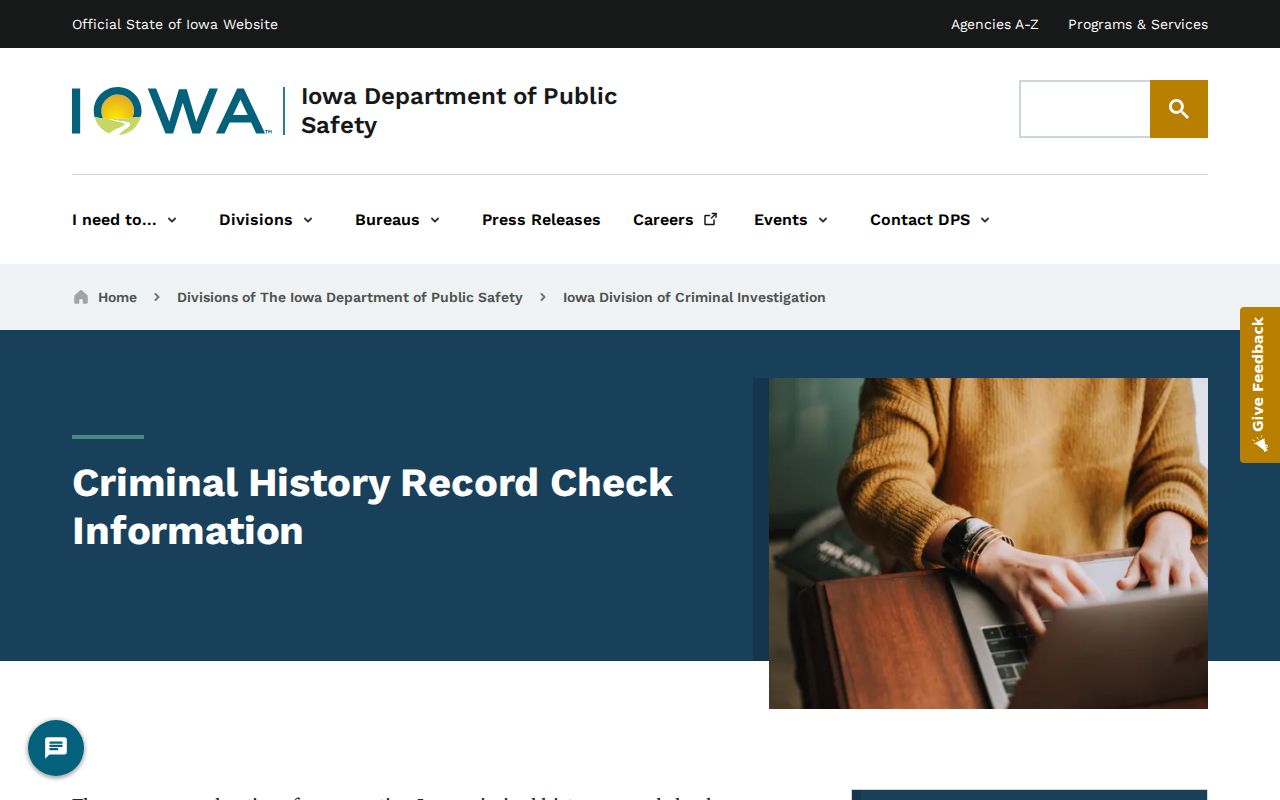 Warren County criminal history Iowa DCI check options