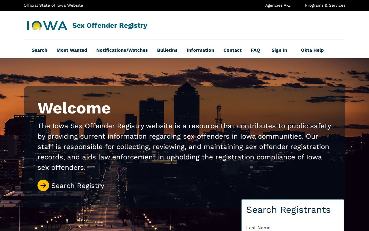 Official Warren County sex offender registry search interface